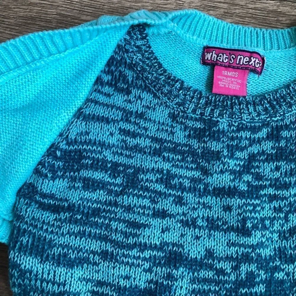 2/$20 Blue Twist Stripe Layered Sweater Dress, 18M